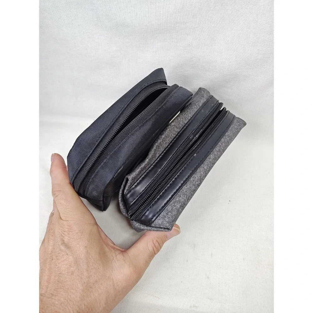 TUMI For Delta Travel Toiletry Bag Case Set Of 2 Black Gray Lot Of 2
